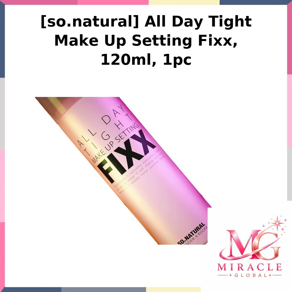 [so.natural] All Day Tight Make Up Setting Fixx, 120ml, 1pc / Korean Setting Spray / Long-lasting Ho