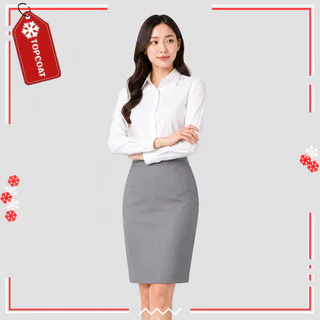 TOPCOAT กระโปรงทรงสอบ การตัดเย็บดี เนื้อผ้าพรีเมี่ยม มีซิปด้านหลัง (1) M-5XL