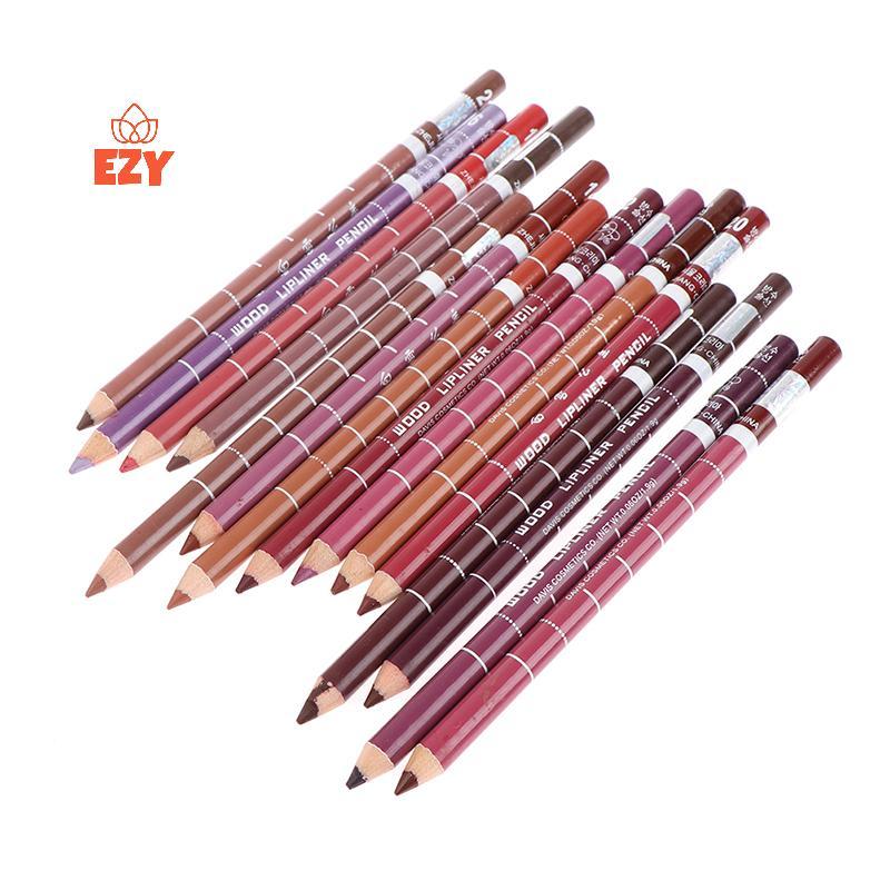 EZY 1 ชิ้น Professional Wood Lip liner กันน้ํา Lady Long Lasting Lip Liner ดินสอใหม่