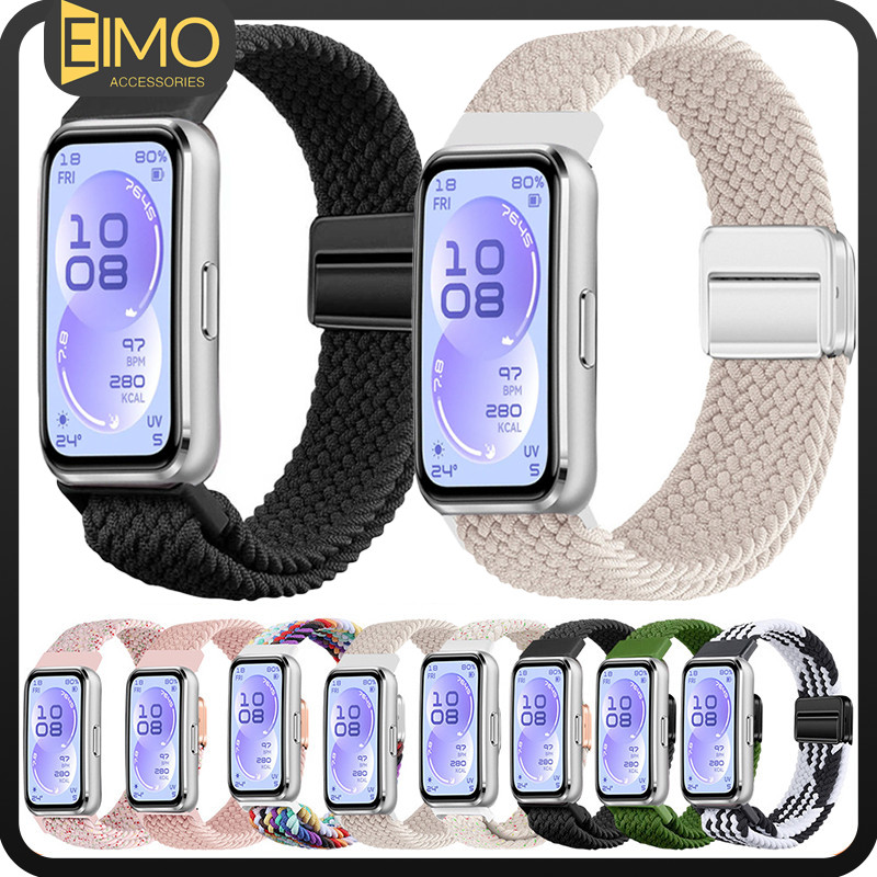 สายไนล่อนถักแม่เหล็ก for Huawei Band 11/11 Pro สายรัดข้อมือเปลี่ยนเข็มขัดกีฬายืดหยุ่น for Huawei Band 10 9 8