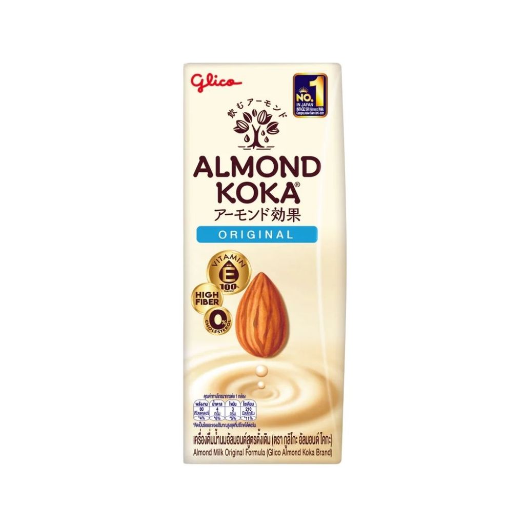 กูลิโกะ อัลมอนด์โคกะน้ำนมอัลมอนด์สูตรดั้งเดิม Glico Almond Milk Original 180ml.