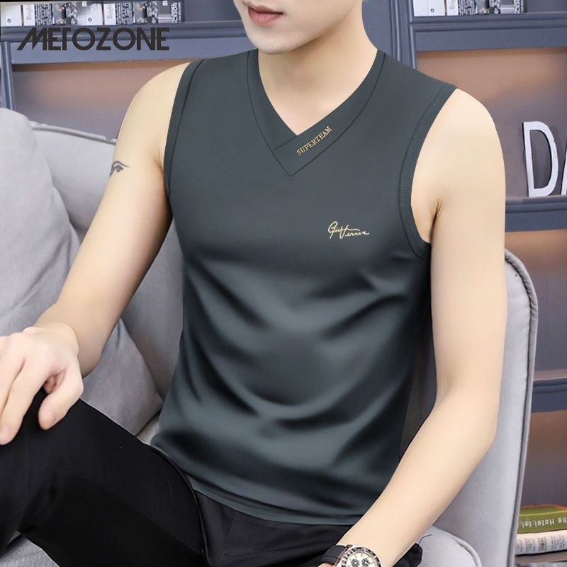 MeTozone เสื้อกั๊กผู้ชายคอวีแขนกุดแห้งเร็วเสื้อออกกําลังกายระบายอากาศ