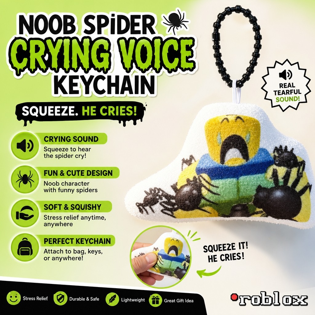 Roblox Noob Crying Plush พวงกุญแจ Spider Shape กดเสียงของเล่น Tricky Friends ของขวัญที่ดีที่สุด
