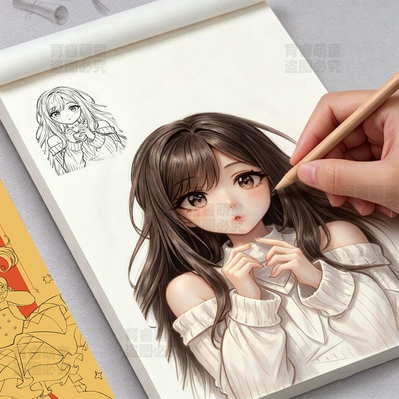漫画入门手绘描绘本动漫人物临摹练习册线' 稿儿童图画Q版古风画画Manga Hand Drawn Line Drawing Copy, Anime Character Copying, Picture