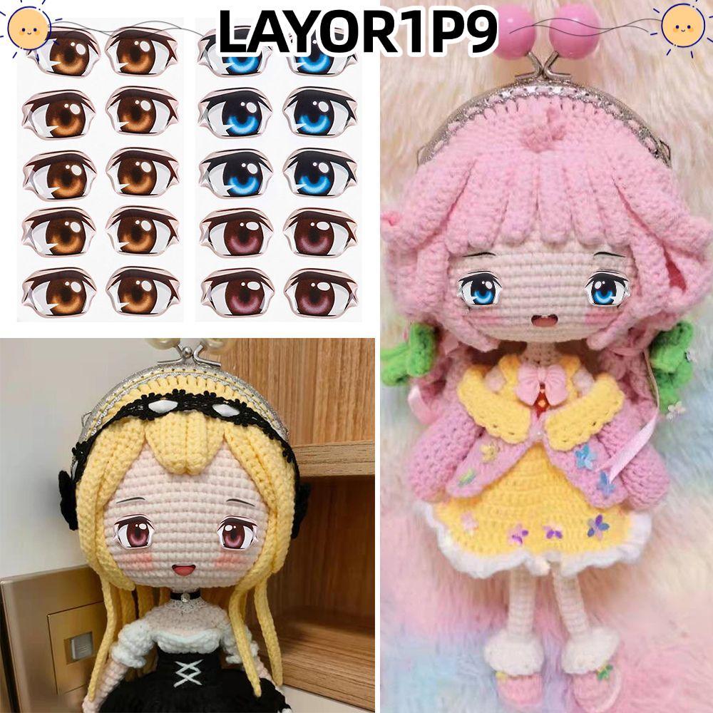 LAYOR1P9 10 Pai Anime Figurine ตุ๊กตา Cool Boy แก้วคริสตัลสีน้ําตาล/สีฟ้า Face Organ Paster