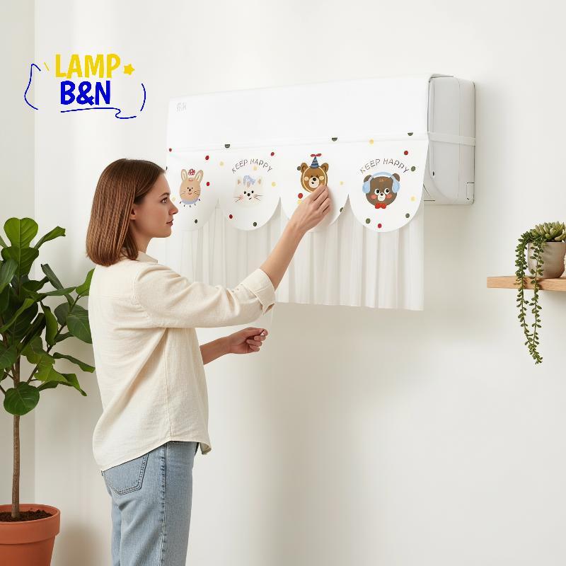 [B&N] AC Wind Bloer Curtain Cute Pattern Anti Direct Blowing Adhesive 1PC No Damage to Wall for เช่า