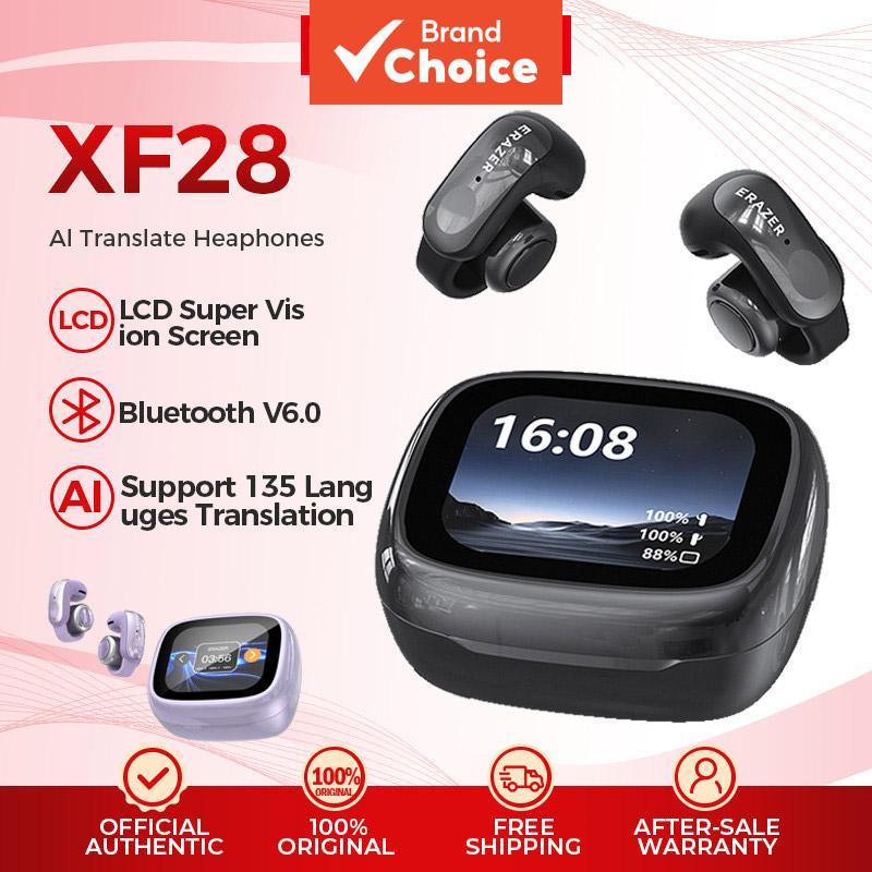 ERAZER XF28 เอียร์บัด AI ชุดหูฟังแปลอัจฉริยะหูฟังบลูทูธหน้าจอสี Earclip HD Voice Call ASMR หูฟัง Cli