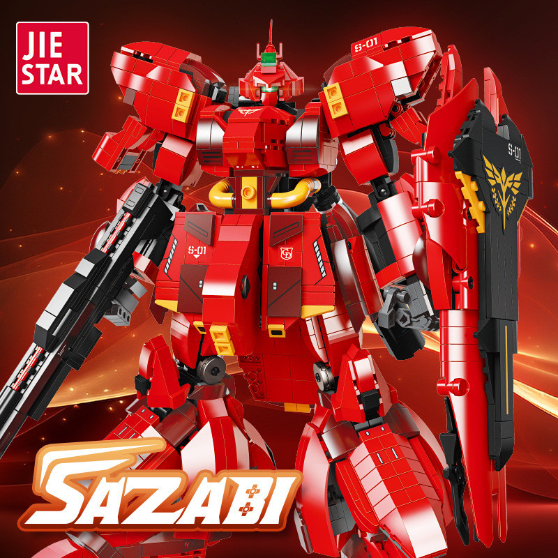 JieXing 58201 ชุดประกอบบล็อกตัวต่อ Sazabi หุ่นยนต์เมคคาขนาดใหญ่ ของเล่นสำหรับเด็กและเด็กผู้ชาย