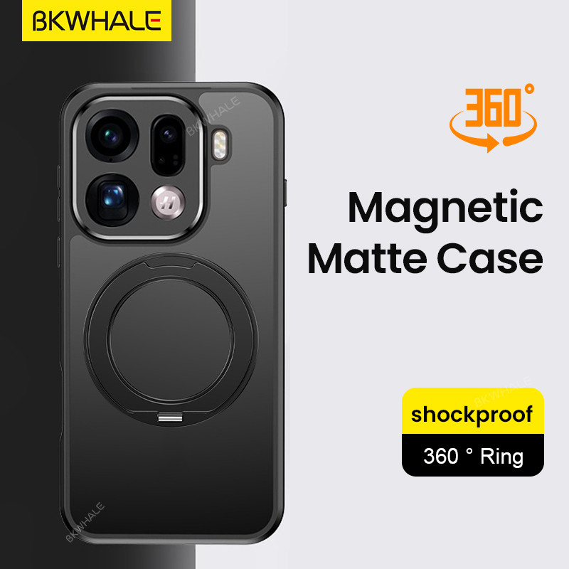 BKWHALE 360 แหวนแม่เหล็กMatteสําหรับOPPOค้นหาX9 X8 X9S Pro Ultra Reno 16 15 14 13 12 Pro 15F 14F 13F 12F Reno15 Reno16 Reno14 Proปลอกโทรศัพท์นุ่ม