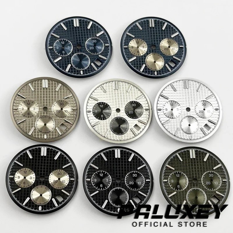 PALUXEY VK63 31.5 มม.นาฬิกาสีเขียว Luminous Dial สําหรับ VK63 VK63A ควอตซ์นาฬิกาการปรับเปลี่ยนอุปกรณ