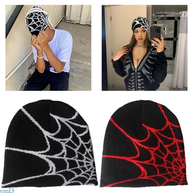 Yml3 หมวกแมงมุม Skullies Beanie หมวกแมงมุม Y2k หมวกถัก Y2K Beanie