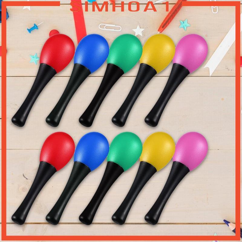 [Simhoa1] 10 ชิ้น Maracas Noisemaker เครื่องเพอร์คัชชันเครื่องดนตรีสําหรับเด็กเด็ก KTV
