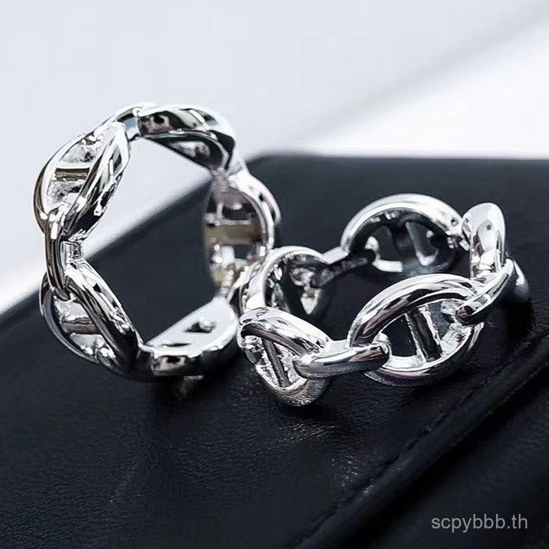 ขายร้อน 925 เงินสเตอร์ลิงรุ่นแหวนจมูกหมูสาว Hollow Design แฟชั่น P2DR