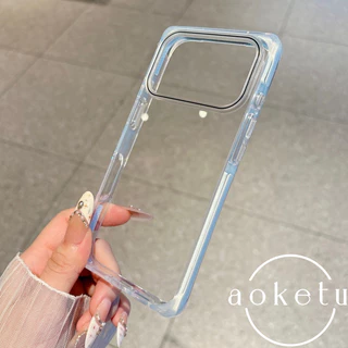 Creative color blocking anti drop square เคสโทรศัพท์โปร่งใสเหมาะสําหรับ iPhone 15 16 17 Pro Max รวมทุกอย่างเคสซิลิโคนป้องกันการตก