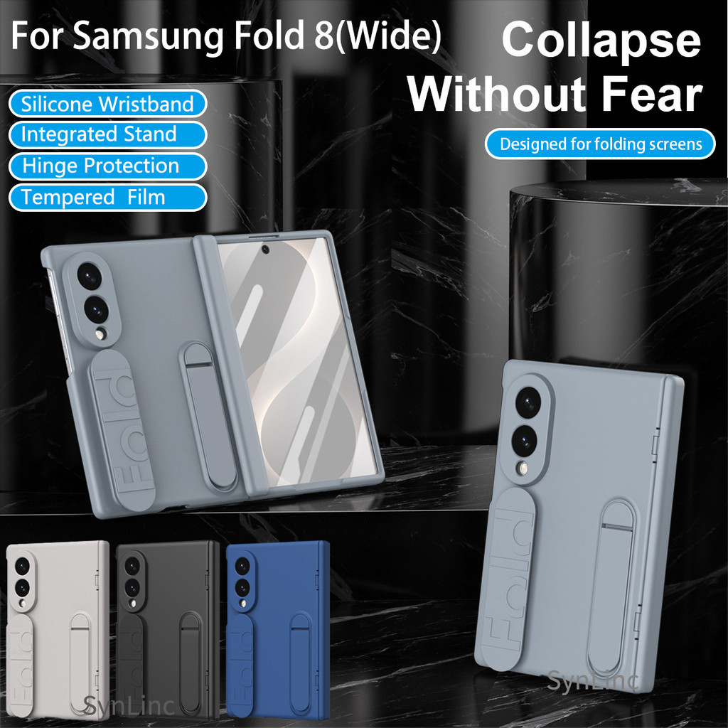 กันกระแทกพับกรณีที่มีสายรัดข้อมือ Scalable สําหรับ Samsung Galaxy Z FOLD8 Ultra Fold8/7/6/5/4/3 บานพับป้องกัน Hard PC ฝาครอบแบบบูรณาการวงเล็บพร้อมฟิล์มนิรภัย