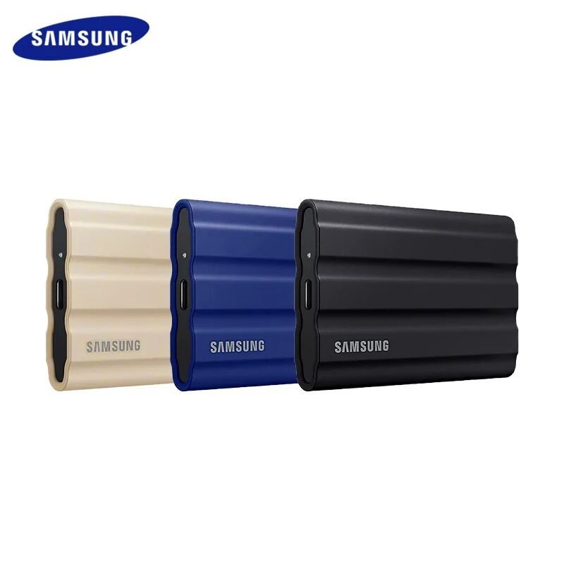 SAMSUNG แบบพกพา SSD T7 Shield 1TB 2TB 4TB ภายนอก SSD USB 3.2 Gen 2 Type-C ไดรฟ์ Solid State ภายนอกสํ