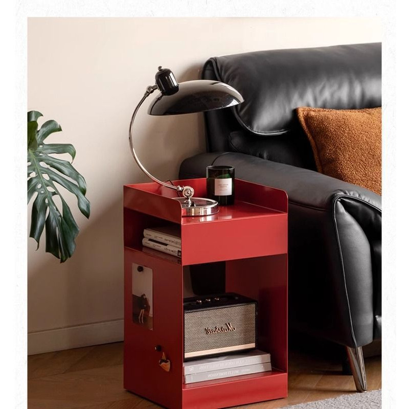 ที่เก็บมือถือ Minimalist Iron Side Cabinet Movable Side Table Iron Bedside Table
