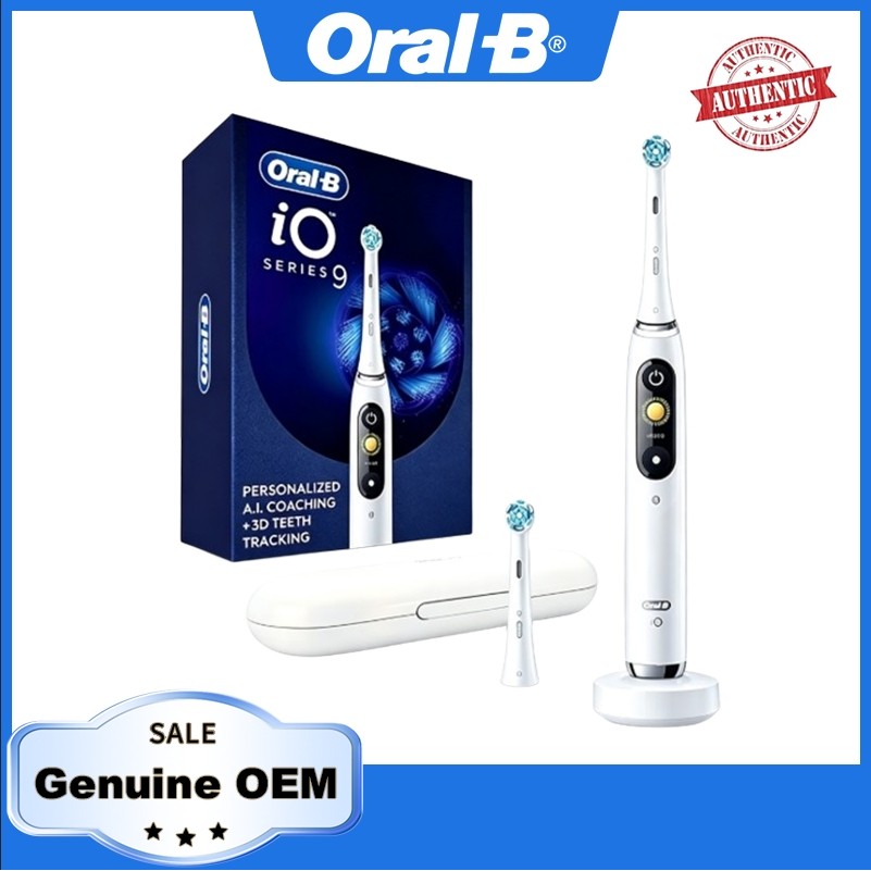 Oral B iO9 แปรงสีฟันไฟฟ้าสําหรับผู้ใหญ่นําเข้าจากเยอรมัน, แปรงรอบด้านสูงสุด, คลื่นเสียงย่อยทําความสะ