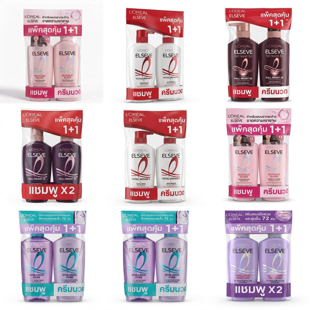 L'Oreal Paris Elseve แชมพู / ครีมนวด ลอรีอัล ปารีส เอลแซฟ 375/400/410 มล. (แพ็คคู่) สูตรบำรุงผม