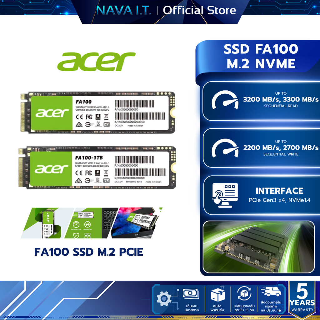 ACER FA100 SSD M.2 PCIe 3x4  256-512GB 1TB