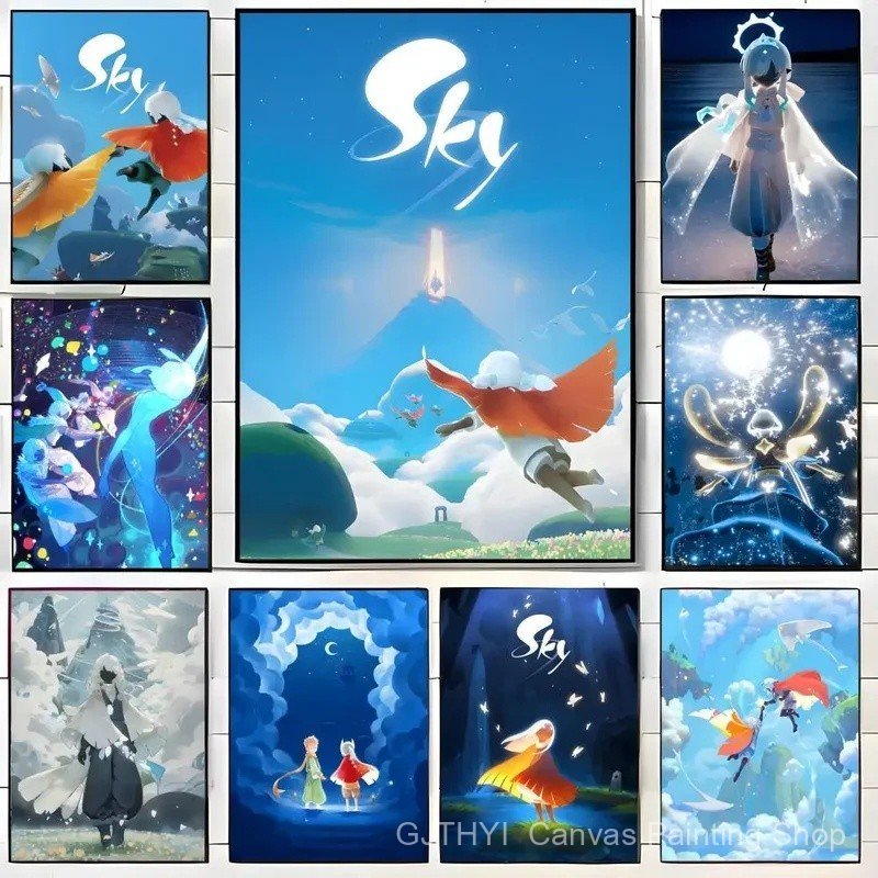 JF3E เกม S-Sky โปสเตอร์ Self-กาวศิลปะกระดาษกันน้ําสติกเกอร์กาแฟ House Bar Room Wall Decor