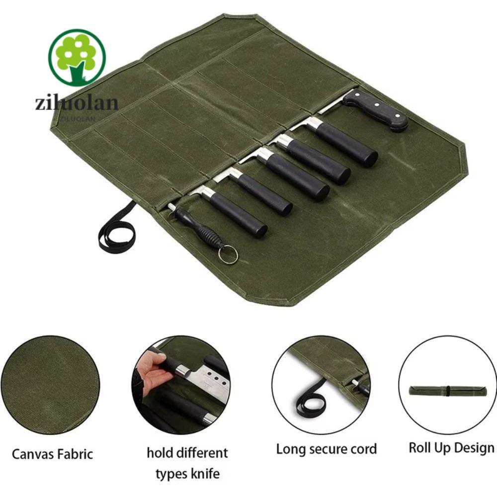 ZILUOLAN Chef Tools Storage Bag, Waterproof Wet Wax Canvas Chef Tools Carrier, Minimalist Portable R