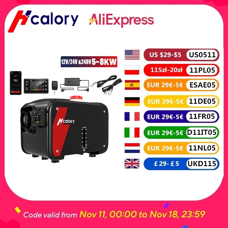 9B7A Hcalory อัพเกรด HC1-H รถที่จอดรถเครื่องทําความร้อน 1.5M สาย 12V 8KW แบบพกพา Air ดีเซลเครื่องทํา