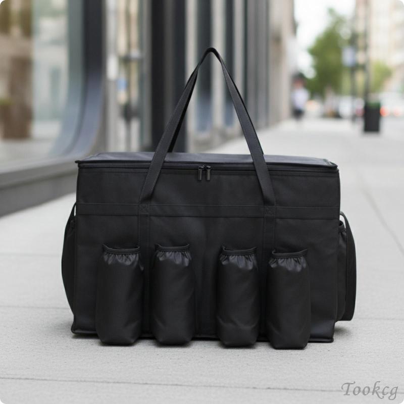 [Tookcg] Insulated Delivery Tote Bag Spacious Food Delivery Bag with Cup Holders Portable All-Includ