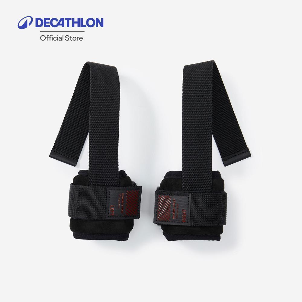 Decathlon Weight Training Lifting Strap With Wrist Support สายรัดข้อมือยกน้ำหนัก พร้อมส่วนพยุงข้อมือ - Black