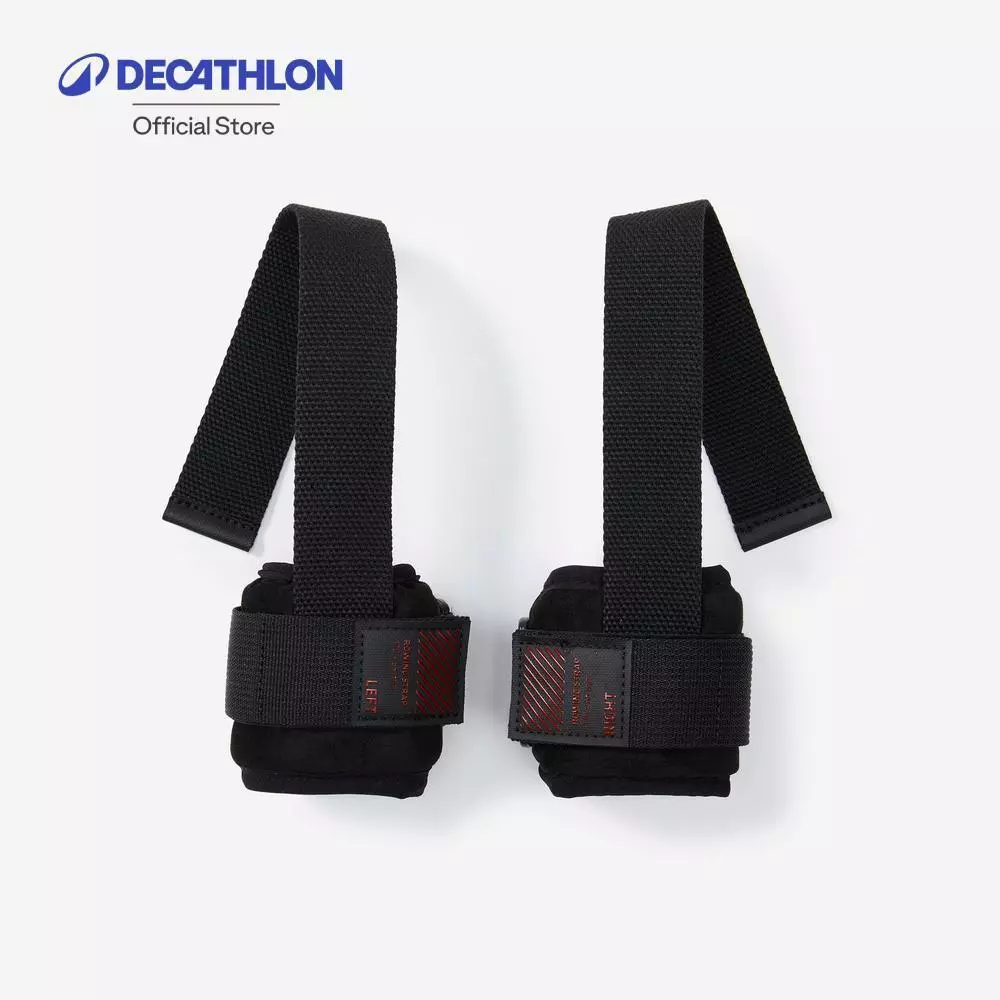 Decathlon Weight Training Lifting Strap With Wrist Support สายรัดข้อมือยกน้ำหนัก พร้อมส่วนพยุงข้อมือ - Black