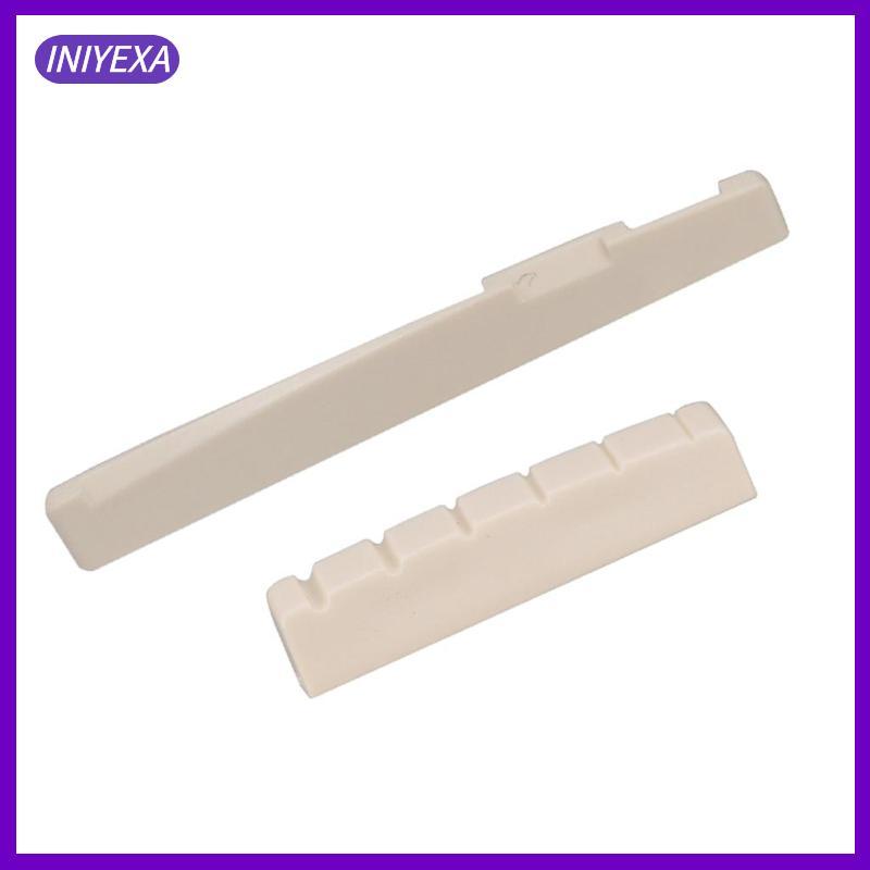 [Iniyexa] Beige Saddle And Nut Slotted สําหรับชิ้นส่วนเครื่องดนตรีกีตาร์พื้นบ้านอะคูสติกมือซ้าย