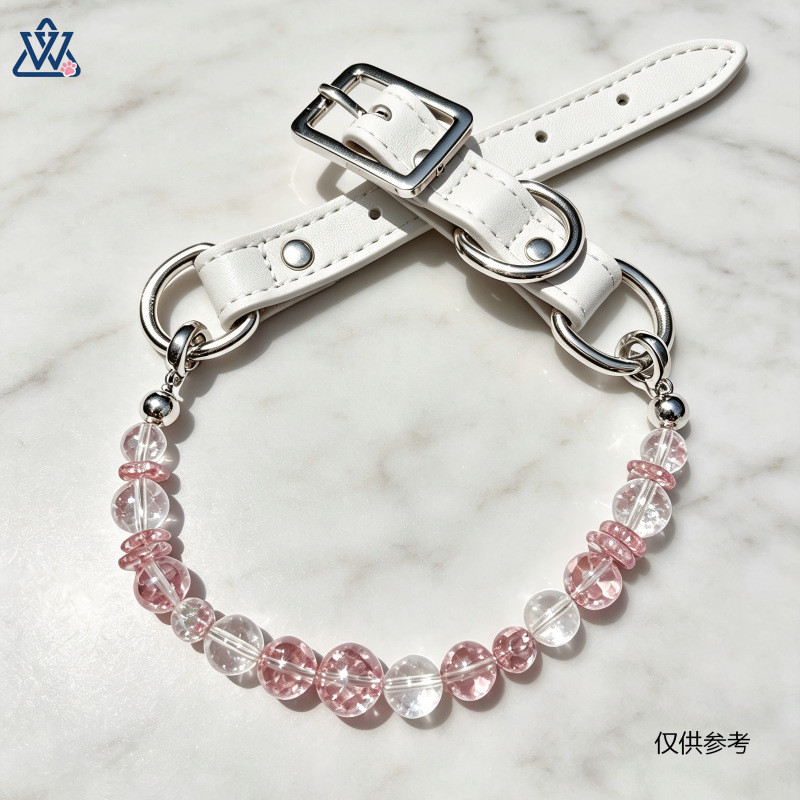 ทําเอง ปลอกคอคริสตัลลูกปัดสร้อยคอสัตว์เลี้ยงปรับปลอกคอสุนัขหนัง ปู่ เครื่องประดับสัตว์เลี้ยงอุปกรณ์ส