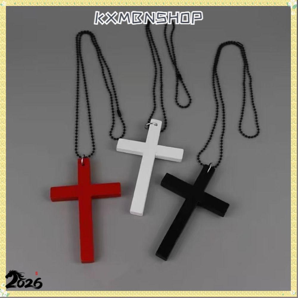 19KXMBNSHOP สร้อยคอฮิปฮอป, Punk Gothic ไม้สีดํา Cross จี้สร้อยคอ, แฟชั่น Y2k เสื้อกันหนาวของขวัญ