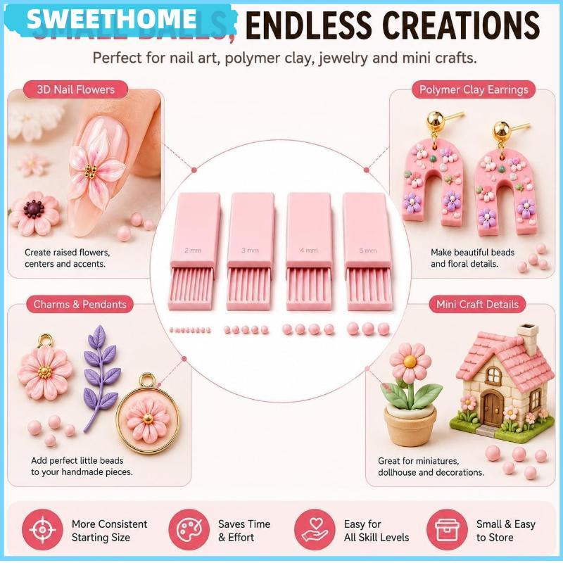 SWEETHOME 4 ชิ้นเล็บลูกปัด Roller 3D พิมพ์ Clay Gel Ball Maker เครื่องมือสําหรับ 3D เจลดอกไม้ Polymer Clay Roller 2 มิลลิเมตร 3 มิลลิเมตร 4 มิลลิเมตร 5 มิลลิเมตร