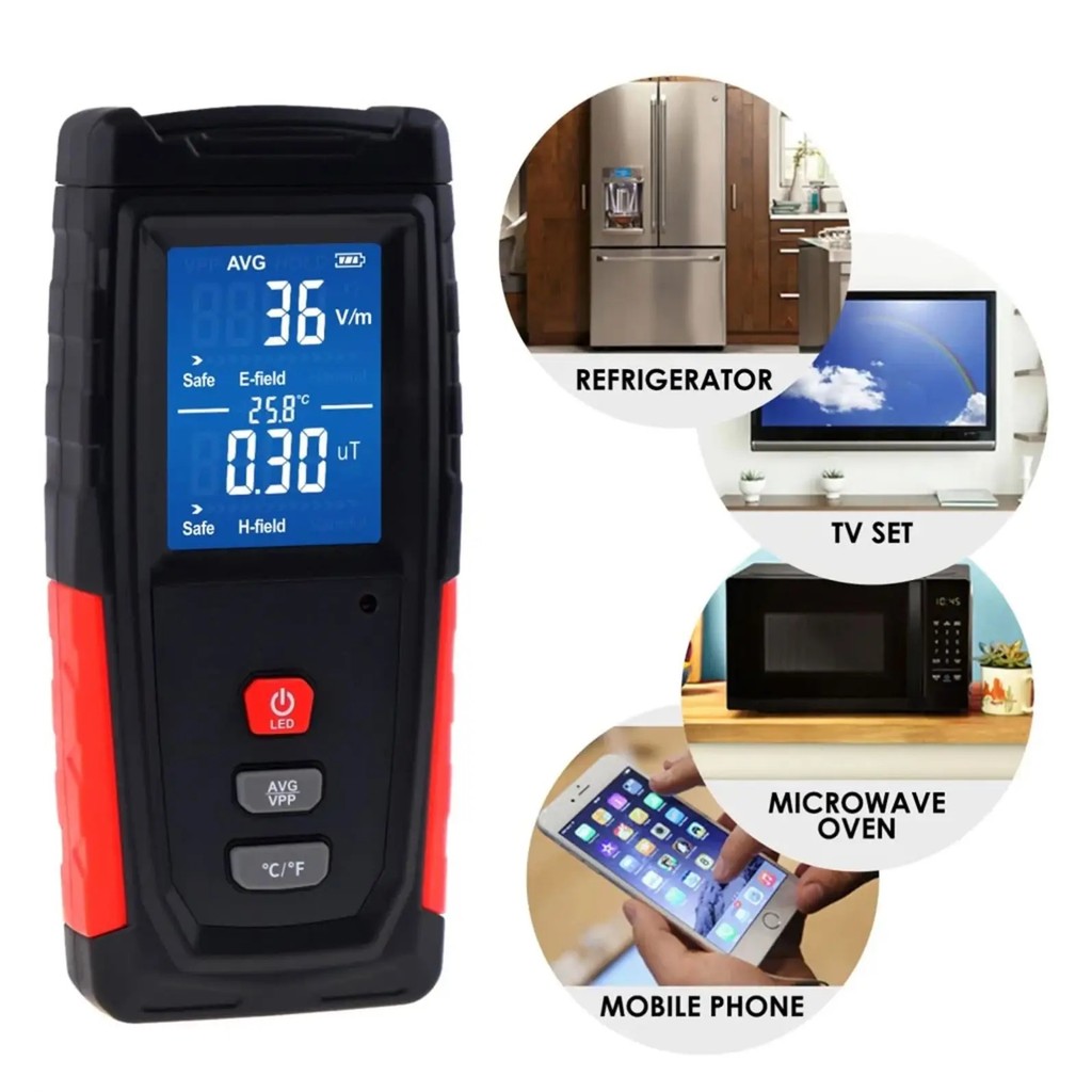 NLUSH Digital Nuclear Detector EMF Tester Magnetic Fields (0.01T-99.99T) (1V/m-1999V/m) หน้าจอสี