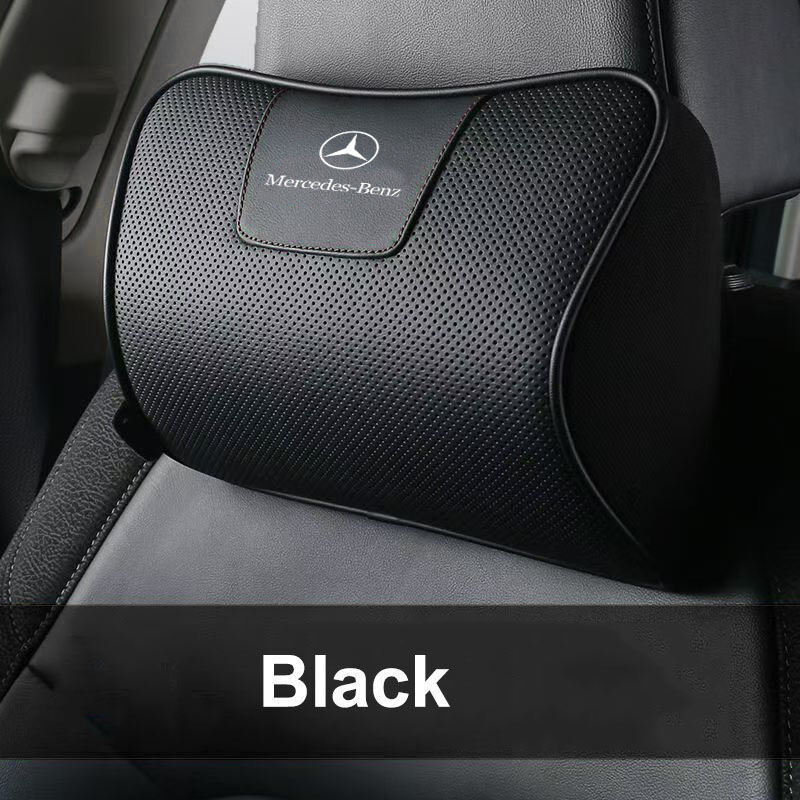 1pcs สีดํารถ Headrest หมอนรองคอรถ Headrest รถอุปกรณ์เสริมที่นั่งคอหมอนหน่วยความจําโฟมของแท้หนัง Head