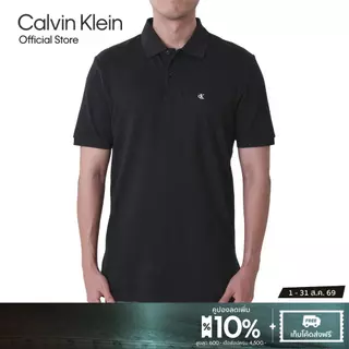 CALVIN KLEIN เสื้อโปโลแขนสั้นผู้ชาย Cotton Pique ทรง Regular รุ่น 4RB012G UB1 - สีดำ