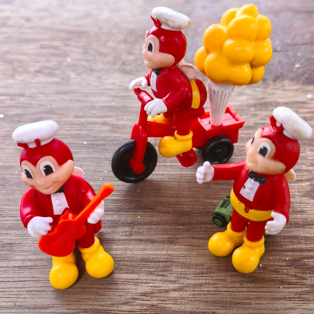 ยุคกลางจํานวนมาก Happy Bee jolibee Mascot Fast Food ร้านอาหารตกแต่งฉากคอลเลกชันรูปตุ๊กตาสํานักงาน