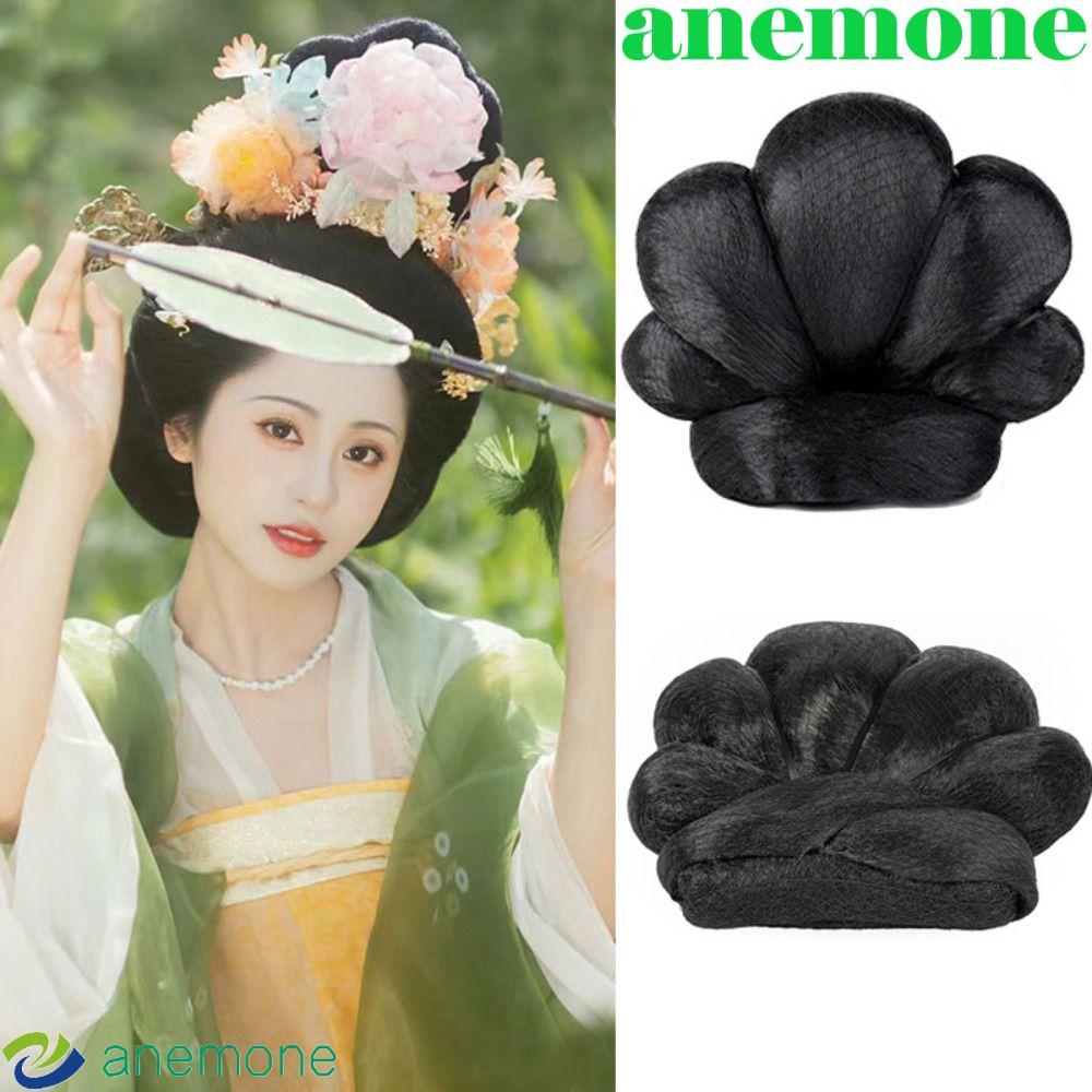 ANEMONE ผมย้อนยุค Chignon, แบบดั้งเดิมขี้เกียจผมกระเป๋าจีนโบราณวิกผม, Vintage Hairpiece DIY ฟักทอง B