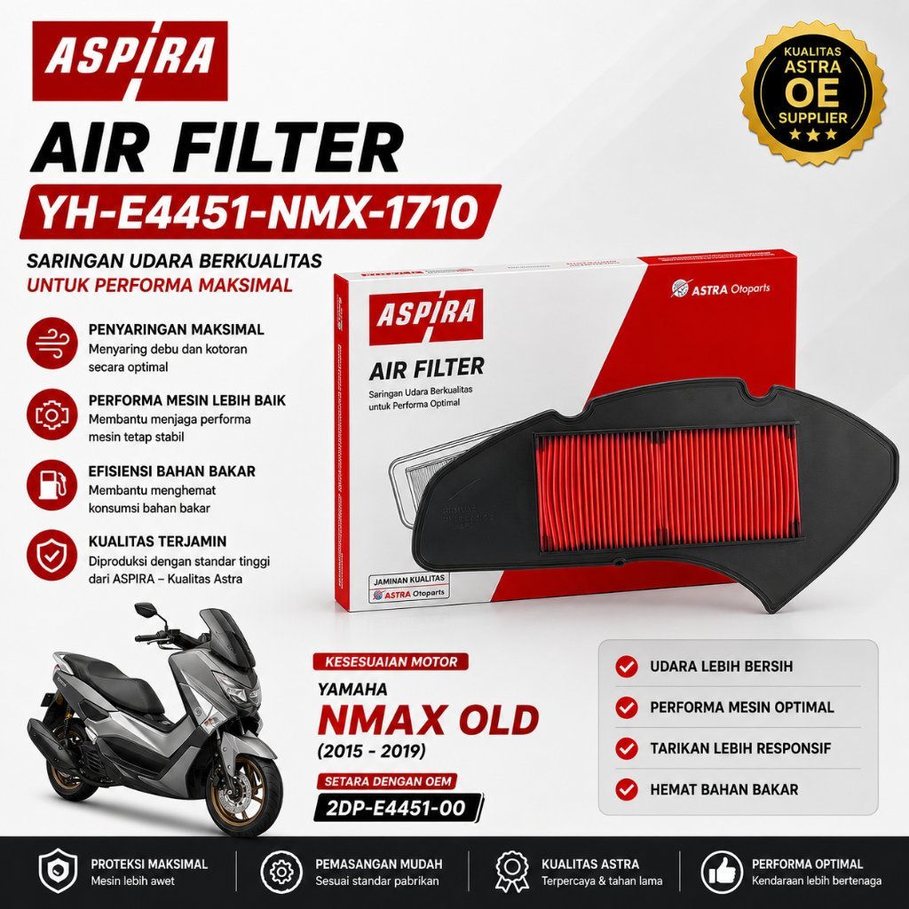 กรองอากาศ Yamaha Nmax เก่า 155 ORIGINAL Aspira Astra Otostparts YH-WE4451-NMX-1710
