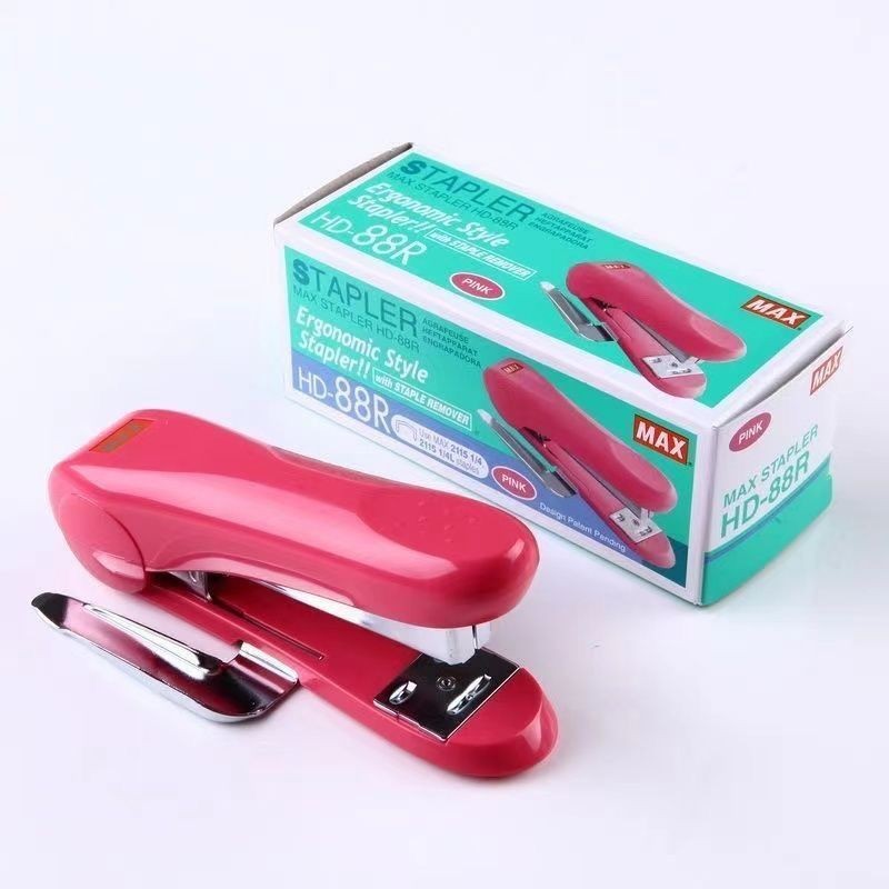 MAX MAX เครื่องเย็บกระดาษ HD-88R เครื่องเย็บกระดาษแบบเข็มโค้งพร้อมที่เย็บกระดาษ 2115 B8 Stapler