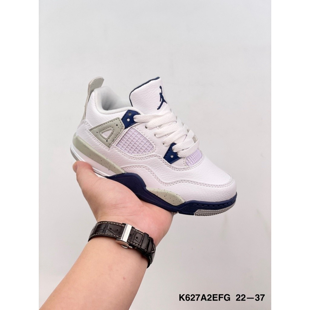 Rey stock Air Jordan 4 retro OG "fire red" aj4 สําหรับรองเท้าเด็กเด็กชายและเด็กหญิงรองเท้าบาสเก็ตบอล