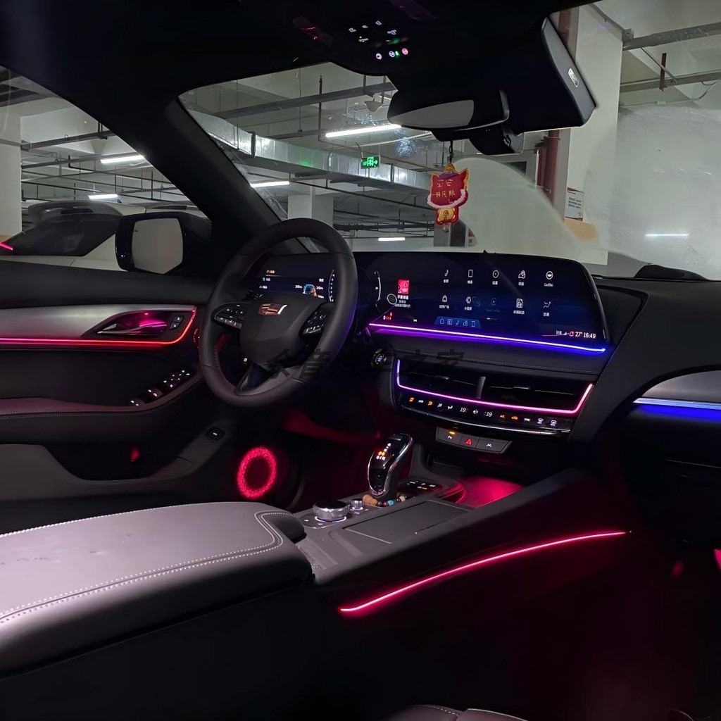 เหมาะสําหรับ 24-26 Cadillac CT5 ไฟโดยรอบโดยเฉพาะ Active Dynamic Light Shadow Music Rhythm Screen Con