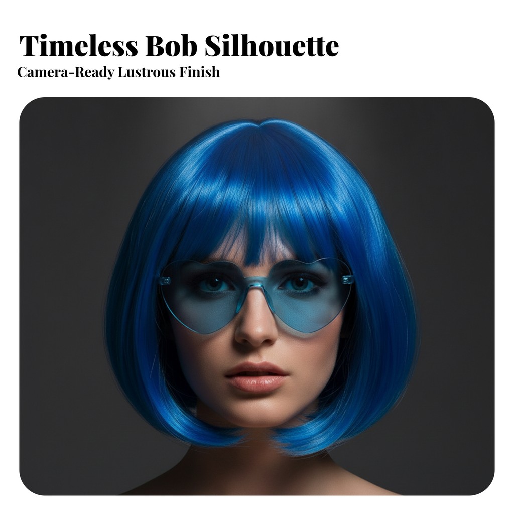 Bob Hairpiece พร้อม Bangs Natural-Looking Bob Hairpiece Hairpiece ทนความร้อนง่ายจัดการสําหรับคอสเพลย