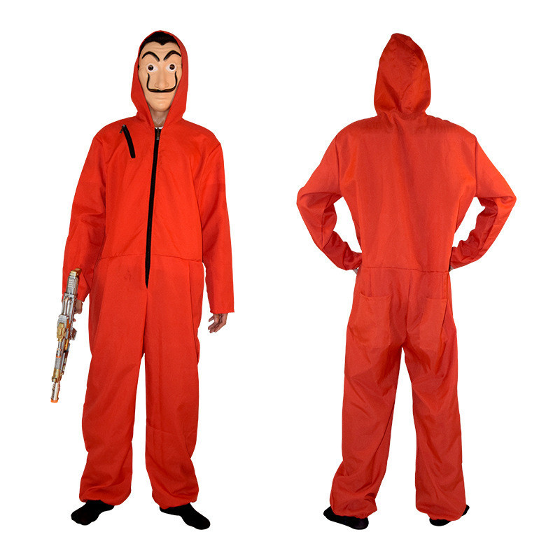 Money Heist Red Jumpsuit เครื่องแต่งกายหน้ากากเสริมสําหรับเด็กผู้ใหญ่ฮาโลวีนคอสเพลย์