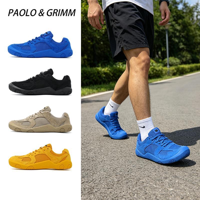 PAOLO & GRIMM รองเท้าผ้าใบลำลอง หนังแท้ผสมตาข่าย ระบายอากาศดี น้ำหนักเบา ใส่สบาย สำหรับผู้ชายและผู้ห