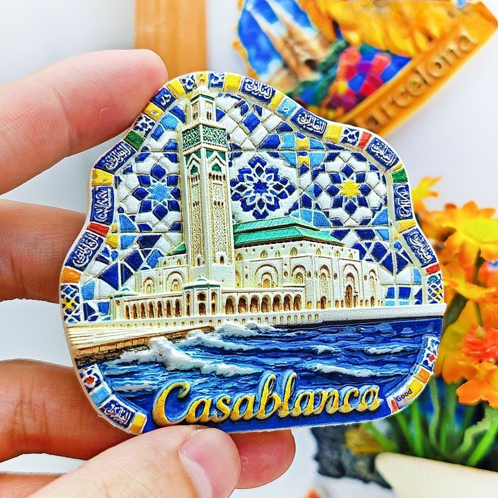 แม่เหล็กติดตู้เย็น 3D ที่ระลึกโมร็อกโก Marrakech Chefchaouen Casablanca Tangier ของขวัญแต่งบ้าน