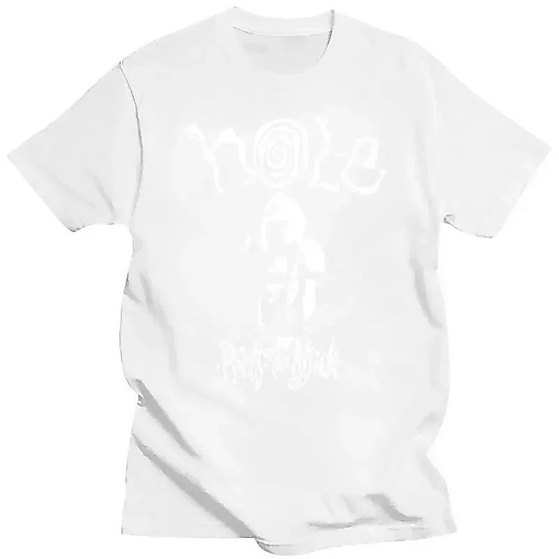 เสื้อยืดแขนสั้นทรงหลวมสำหรับผู้ชายและผู้หญิง เสื้อยืดลำลองลายวง Courtney Love Hole สีดำ เสื้อยืดผู้ช