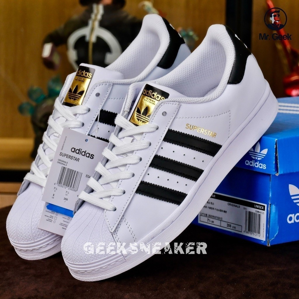 [GeeK Sneaker] คุณภาพดีที่สุด |   รองเท้าผ้าใบ Adidas Superstar Footwear White Black EG4958