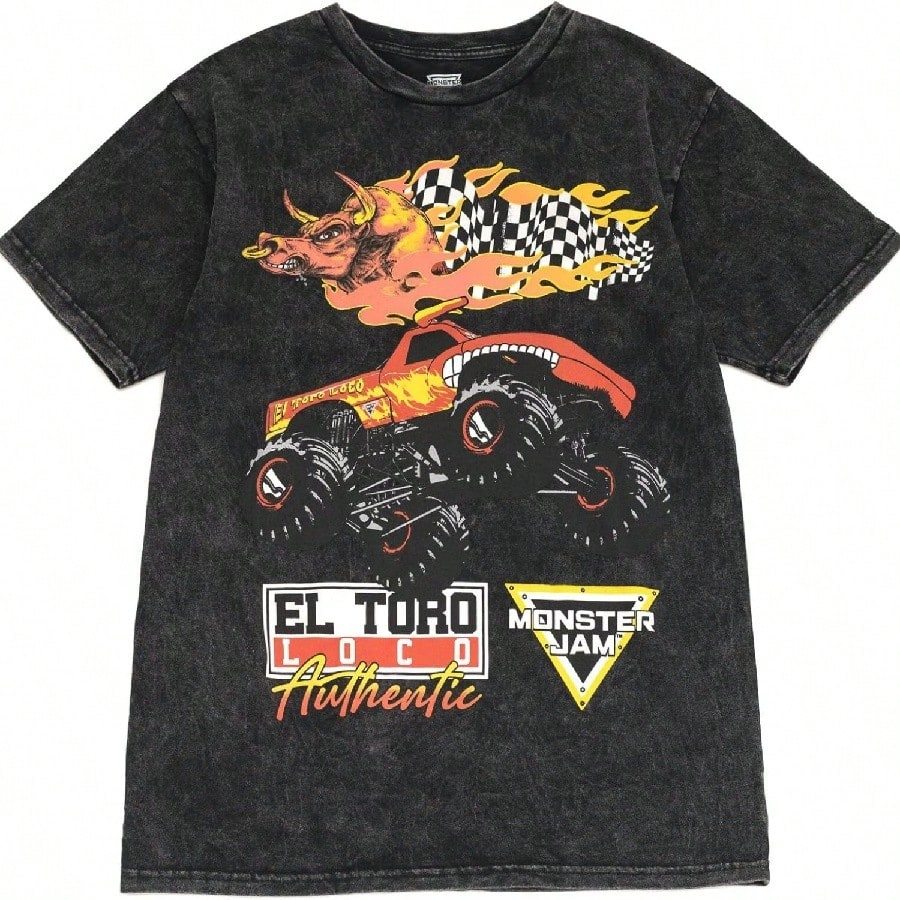 Monster Jam เสื้อยืดผู้ใหญ่ Graves Diggers El Toro Loco Megalodon